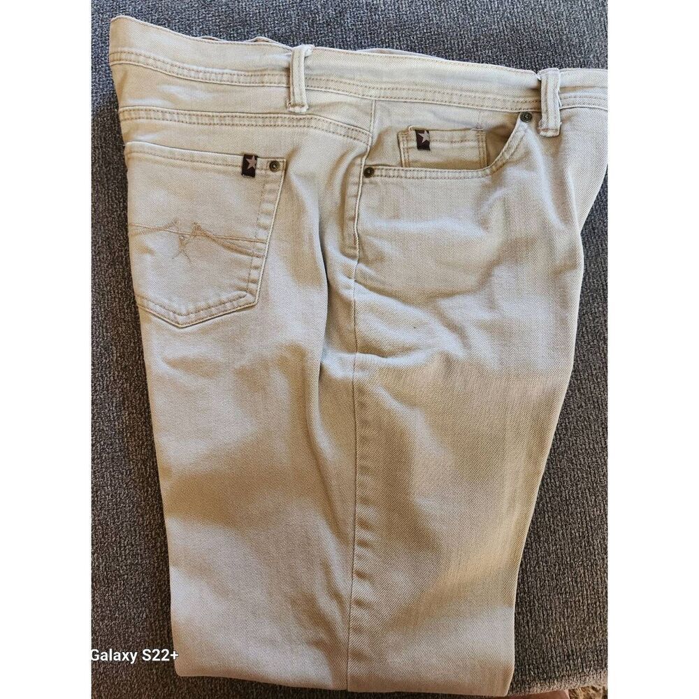 W24  Jeanstar cream jeans w thick tan accent stitching & embroidered pockets 16P